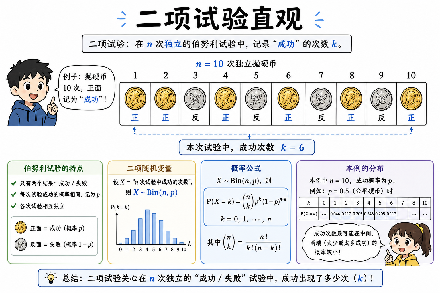 图 1 二项分布直观