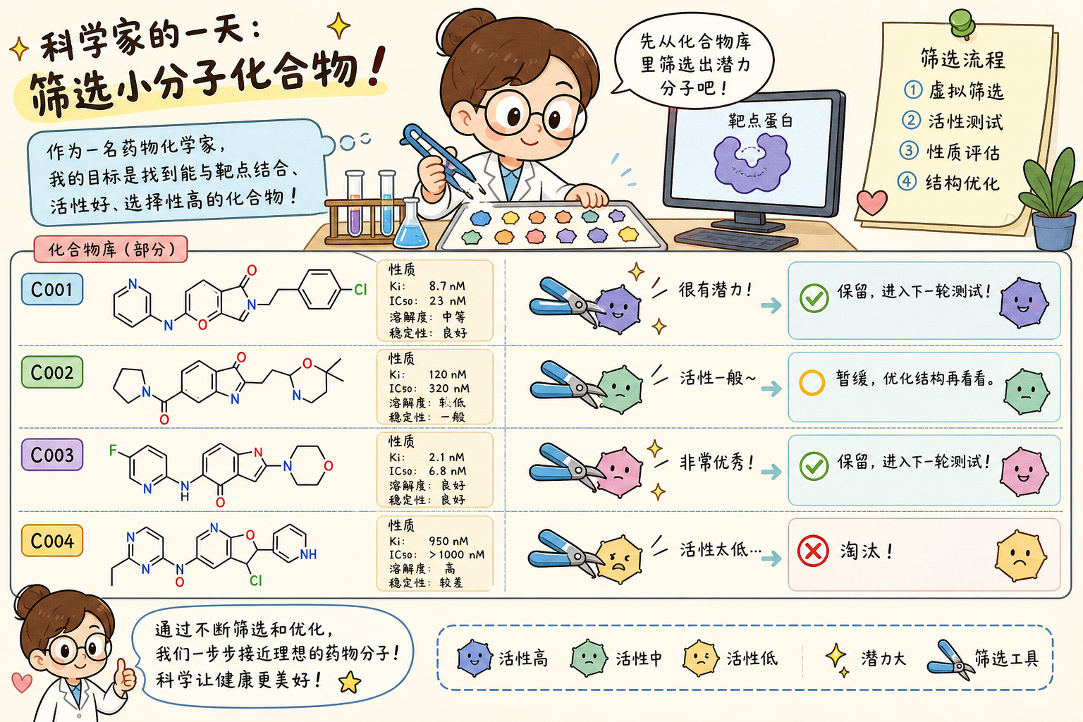 SDF:多条分子记录与 $$$$ 分隔、属性字段(科普示意,非官方原图)
