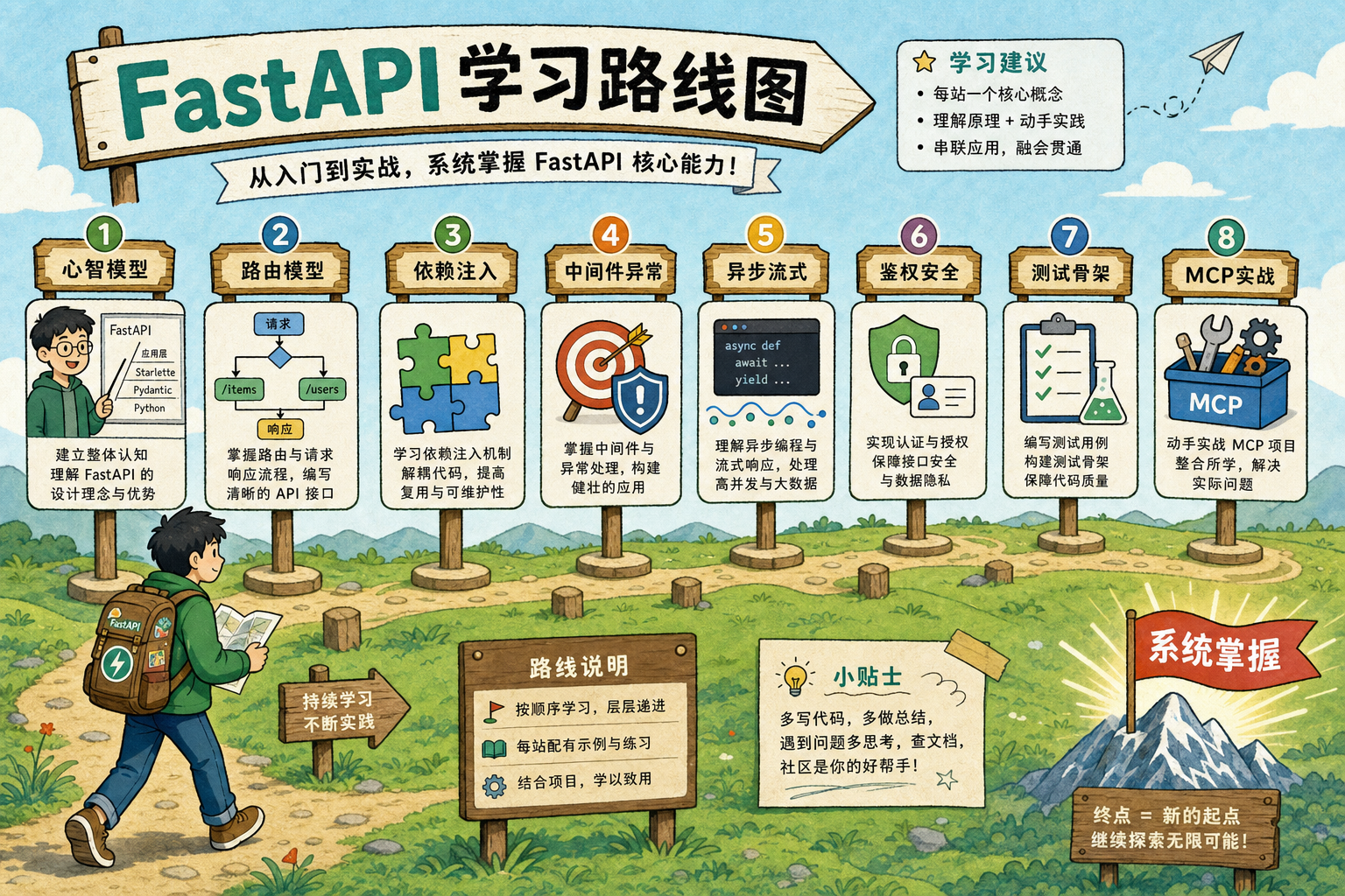 FastAPI 学习路径总览(科普漫画)